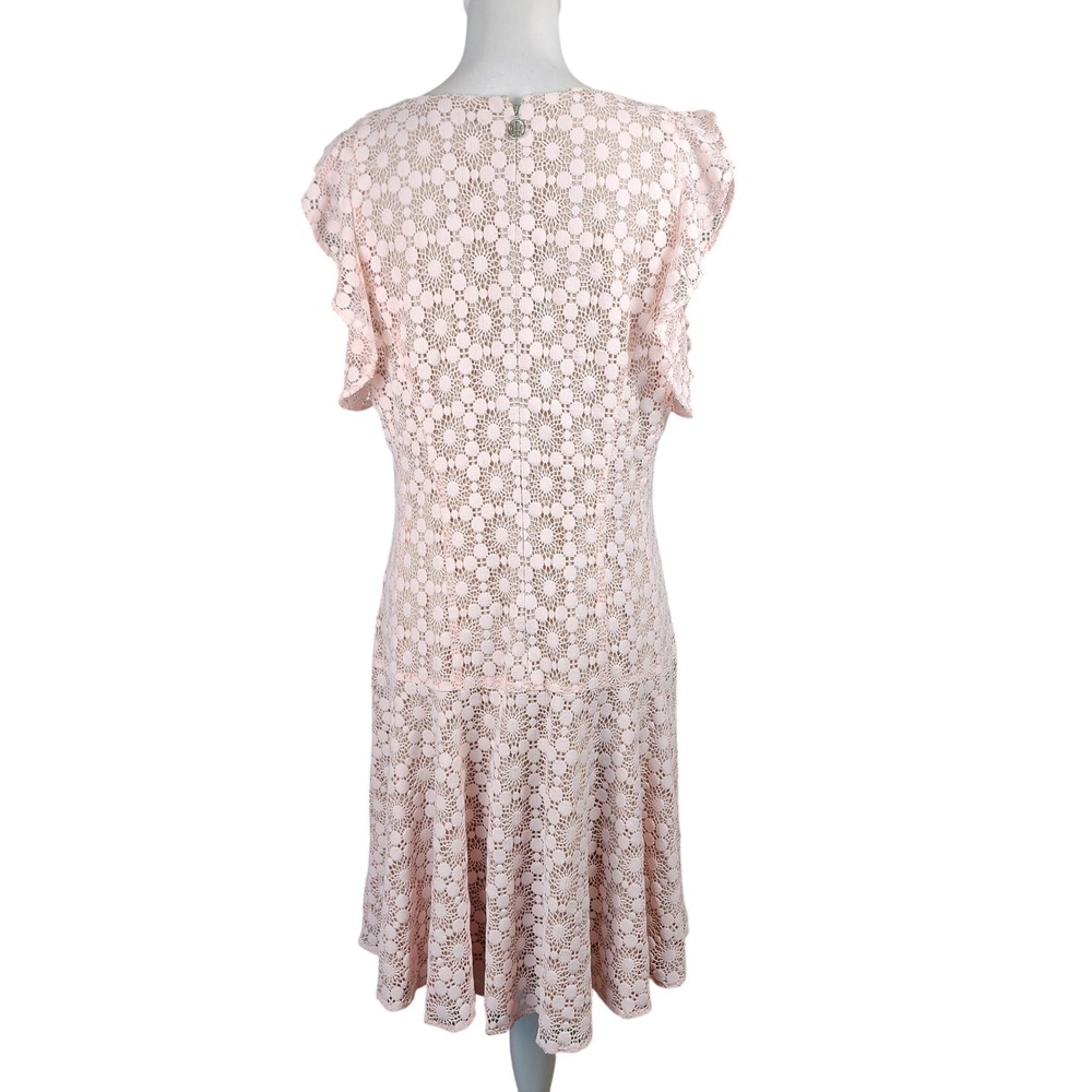 Tommy Hilfiger Fit Flare Dress Womens 14 Pink Lace Wedding Guest Brunch Shower - Picture 2 of 10